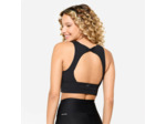 Brassière crop top effet dos nu maintien medium Femme - Noir