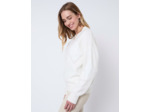 Pull épais en mélange laine uni décoré ECRU Femme