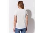 T-Shirt manches courtes 100% coton uni décoré BLANC Femme