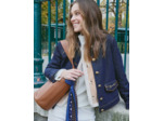 Blouson court en denim uni MARINE Femme