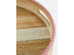 Plateau rond en bois orné de perles