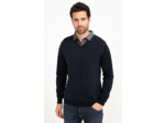 Pull Uni Col V Avec Chemise