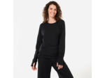 T-shirt manches longues yoga doux en coton, noir