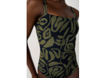 Maillot de bain 1 pièce gainant encolure carrée à motif