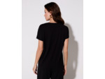 T-Shirt manches courtes 100% coton imprimé placé NOIR Femme