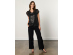 Top manches courtes brillant NOIR Femme