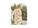 Poncho de bain écru à capuche et imprimé citron pour filles et bébés