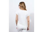 T-Shirt manches courtes 100% coton imprimé placé BLANC Femme