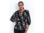 Blouse manches longues imprimé à fleurs NOIR Femme