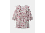 Robe imprimé fleuries avec volants aux épaules et manches longues Fille