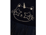 Robe bleue avec tulle animation chat glitter pour fille