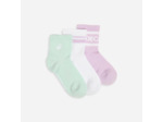 Chaussettes cheville, vert, blanc et violet, lot de 3