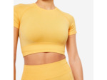 T-shirt Crop top manches courtes Fitness seamless Jaune