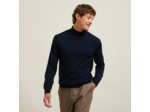 Pull col roulé mérinos - Bleu moyen