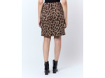 Jupe courte droite en jacquard imprimé léopard BEIGE