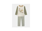 Pyjama garçon en velours écru et kaki à imprimé chien