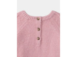 Pull torsadé rose pâle fleurs