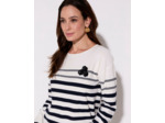Pull marinière 100% coton rayé BLANC Femme