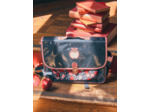 Cartable bleu marine et rose paillettés à imprimé pomme Fille