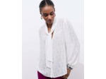 Blouse manches longues unie BLANC Femme