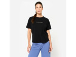 T-shirt manches courtes de yoga femme, noir