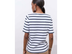 Tee-shirt marinière manches coude 100% coton rayée MARINE Femme