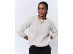 Pull épais en mélange laine uni BEIGE Femme