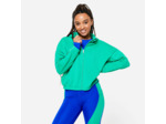 Veste à capuche de fitness manches longues femme, vert émeraude