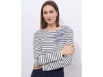 Tee-shirt marinière manches longues en mélange coton rayé MARINE Femme