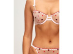 Soutien-gorge corbeille en mesh brodé de motifs cœurs et coccinelles
