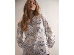 Blouse manches longues imprimé à fleurs BLANC Femme