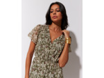 Robe midi imprimé à fleurs KAKI