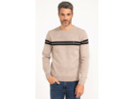 Pull col rond rayé Miel