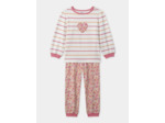Pyjama à rayures tricolore imprimé fleuri Fille