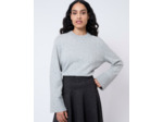 Pull épais en mélange laine uni GRIS Femme