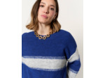 Pull épais contenant de la laine rayé BLEU Femme
