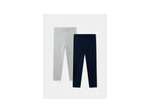Lot de 2 leggings bleu marine ou gris pour filles