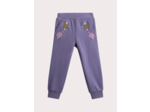 Pantalon chaud violet broderies fleuries pour fille