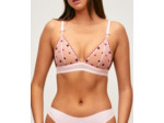 Soutien-gorge triangle en mesh brodé de motifs cœurs et coccinelles