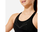 Brassière de gym respirante fille, noire à sequins