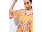 Blouse manches 3/4 imprimé à fleurs JAUNE Femme