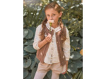 Cardigan marron avec broderie fleurs sans manches Fille