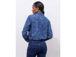 Chemisier manches longues unie BLEU Femme