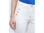 Pantalon cropped droit uni BLANC Femme