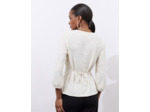 Blouse manches 3/4 unie ECRU Femme