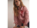 Chemisier manches longues rayé ROUGE Femme