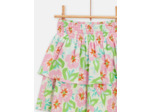 Jupe courte volantée écru imprimé fleuri pour fille