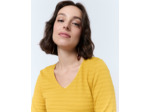 T-Shirt manches longues en mélange coton uni JAUNE Femme