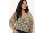 Blouse manches longues imprimé à fleurs KAKI Femme