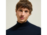 Pull col roulé mérinos - Bleu moyen